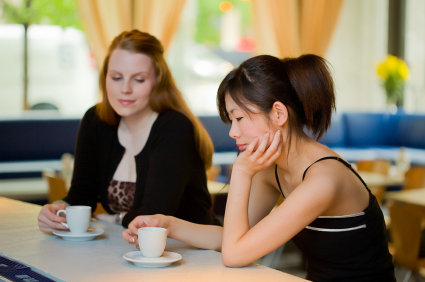 Comforting coffee meeting in diner