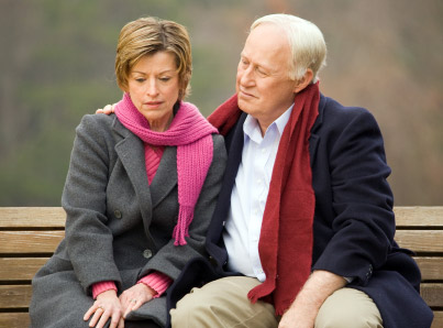 Comforting on park bench