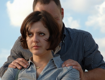Angry woman, man crying