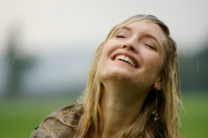 woman in rain